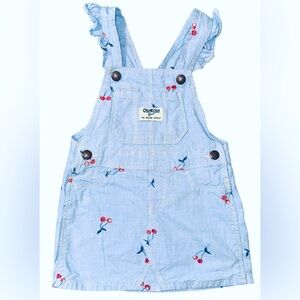 OshKosh B'gosh Blue Cherry Print Overalls jumper dress 18 months